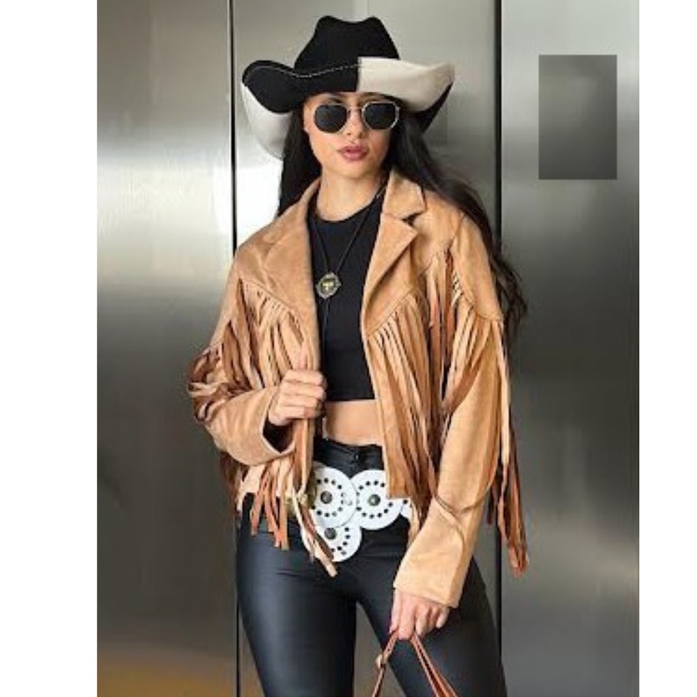 NWT Faux  Leather Fringe Jacket